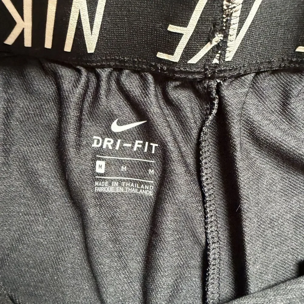 Nike Tempo Women’s M Dri-FIT Running Shorts Gray Logo Waistband Drawstring